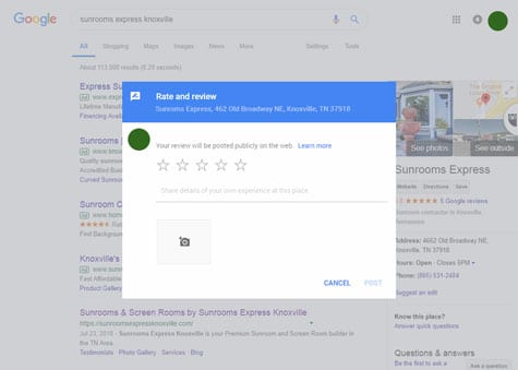Review Screen Google